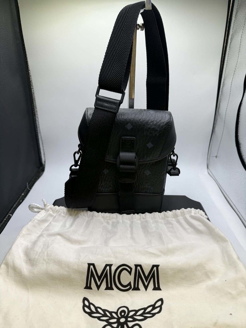 MCM Portuna Crossbody Bag Monogram Black SPB-TS 371577